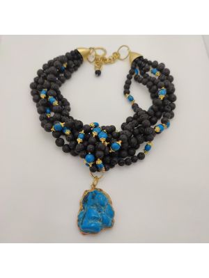 Колье лава с подвеской из бирюзы, фото , изображение 3 - от магазина Hair-Alfa.Shop Колье лава с подвеской из бирюзы, фото , изображение 3