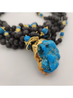 Колье лава с подвеской из бирюзы, фото , изображение 4 - от магазина Hair-Alfa.Shop Колье лава с подвеской из бирюзы, фото , изображение 4